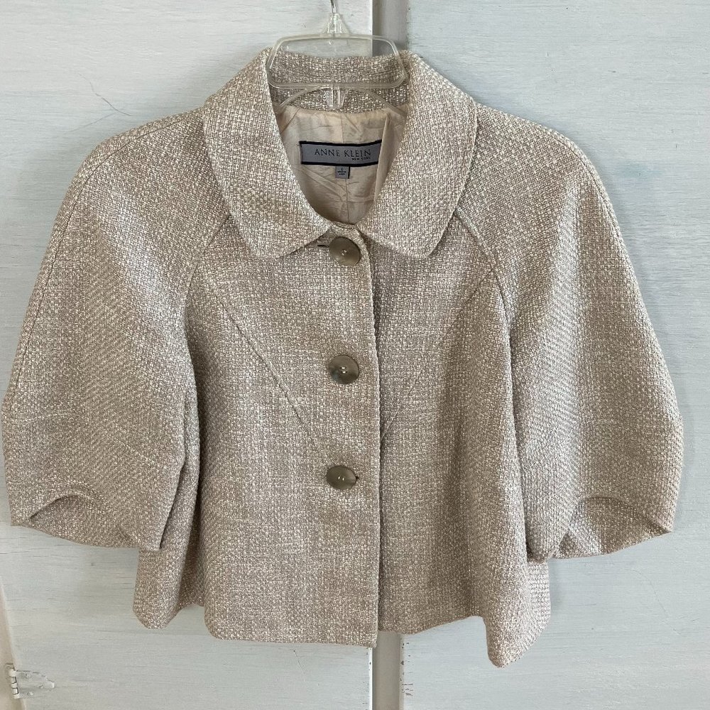 Anne Kelin Silver/Tan 3/4 Sleeve Jacket